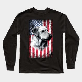 Patriotic Labrador American Flag Long Sleeve T-Shirt